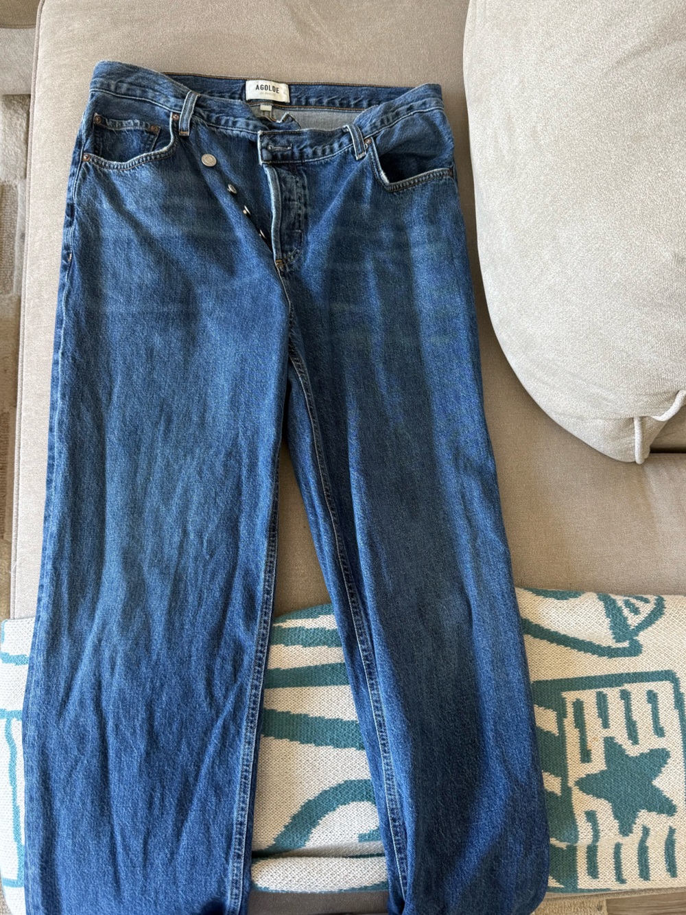 Agolde Dark Blue Wide Leg Jeans - Picture 3 of 3